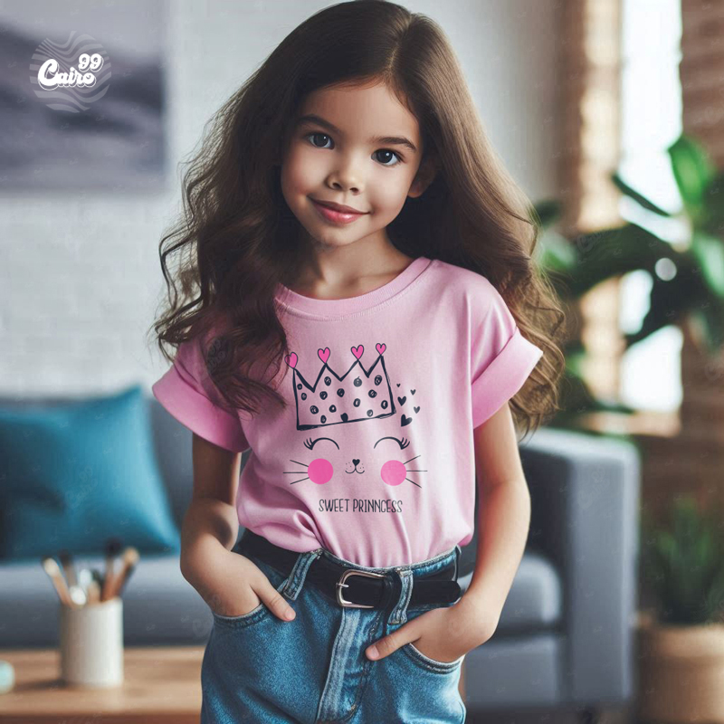 Sweet Princess تيشيرت اطفال قطن باللون البينك