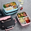 لانش بوكس حافظ للحرارة بغطاء محكم للغلق 3 اقسام مزود بمعلقة