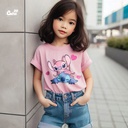 Stitch &amp; Angel Vibes تيشيرت اطفال قطن باللون البينك