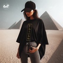 Hieroglyphics Words  تيشيرت اوفر سايز قطن باللون الاسود