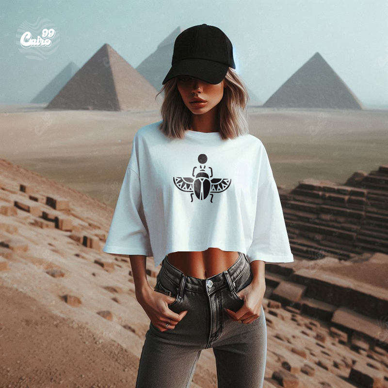 Solar Scarab كروب توب اوفر سايز باللون الابيض