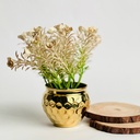 اصيص زرع وحامل شموع نحاس تصميم خليه نحل - باللون الذهبي