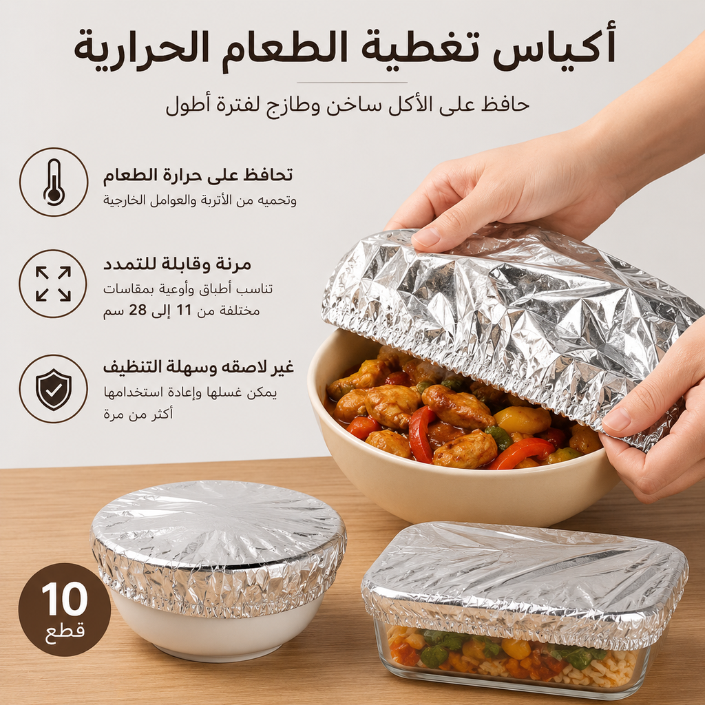 طقم اكياس حرارية مرنه قابلة للتمدد لتغليف وحفظ الطعام _ 10 قطع