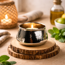 وعاء حامل شموع من النحاس مزخرف للديكور باللون الفضي- 5 * 9 سم