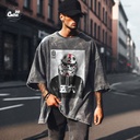 Star War Universe تيشيرت اوفر سايز قطن باللون الرمادي للرجال