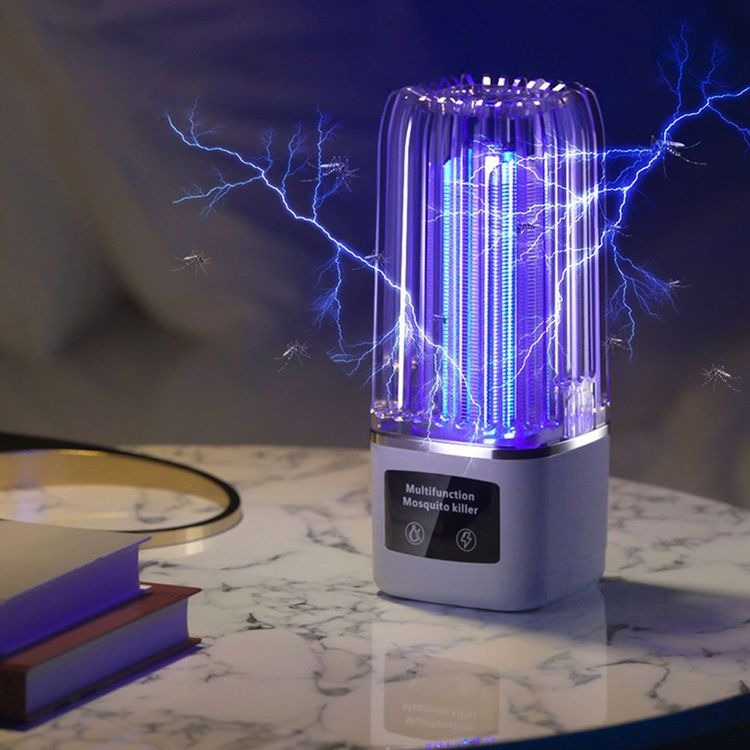 كشاف صاعق بعوض 2 في 1 تقنية اصطياد ثلاثية الأبعاد مع ضوء بنفسجى او اصفر وشبكة أمان