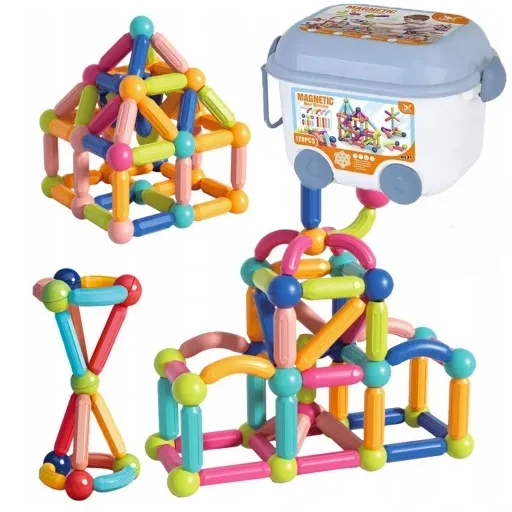 صندوق مكعبات مغناطيسية ثلاثية الابعاد _ 128 قطعة