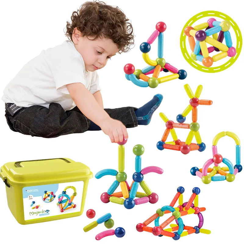 صندوق مكعبات مغناطيسية 42 قطعة ثلاثية الابعاد للاطفال