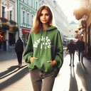 Manifest It هودي اوفر سايز قطن للنساء باللون الزيتوني