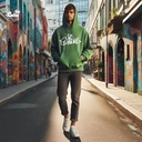 Be Original هودي اوفر سايز قطن للرجال باللون الزيتوني