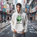 I Don't Believe In Humans هودي اوفر سايز قطن للرجال باللون الأبيض