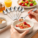 طقم معالق شاي استانلس ستيل تركي 12 قطعة باللون الفضي