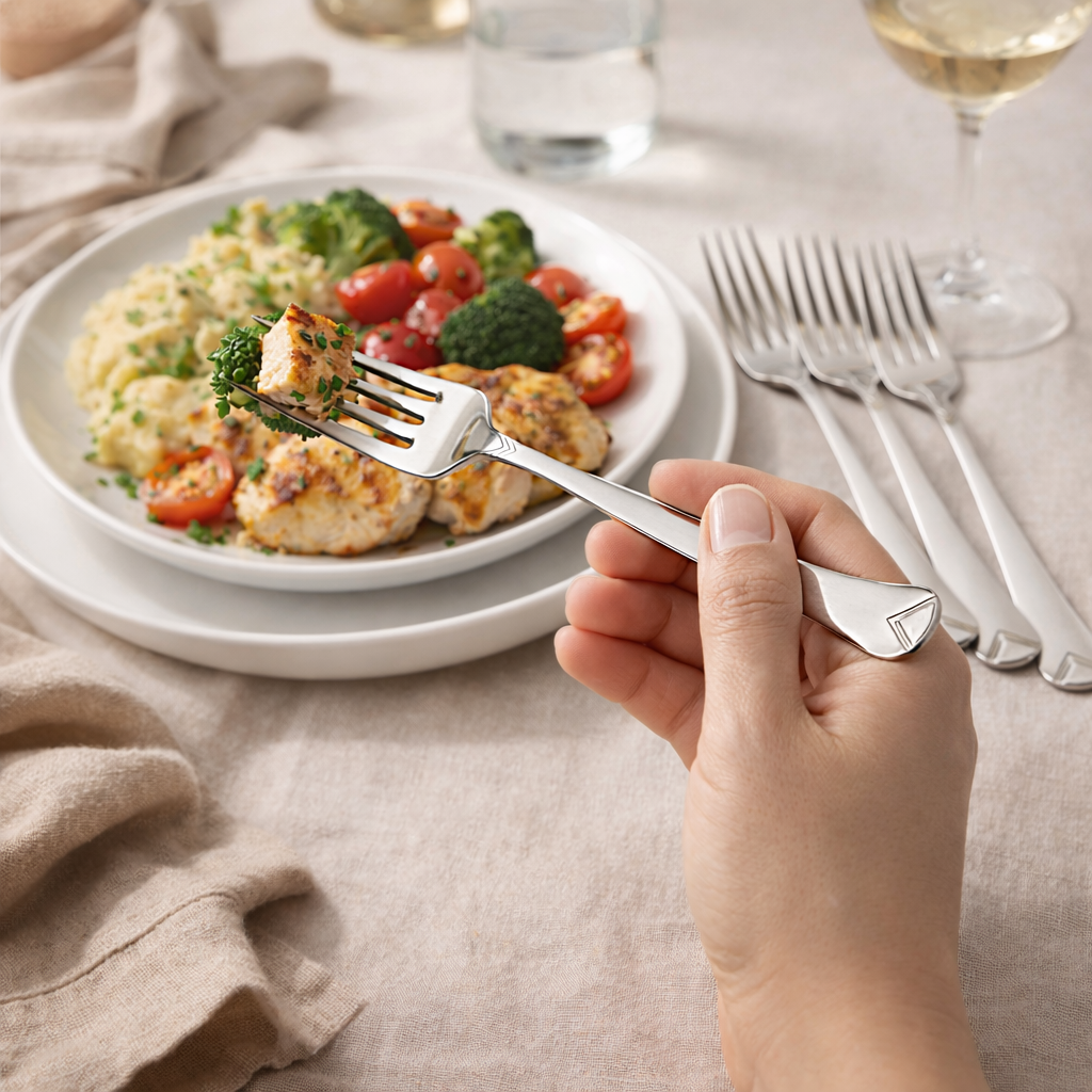 طقم شوك استانلس ستيل تركي 12 قطعة باللون الفضي