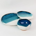 طقم اطباق فخار بتصميم أمواج البحر 3 قطع