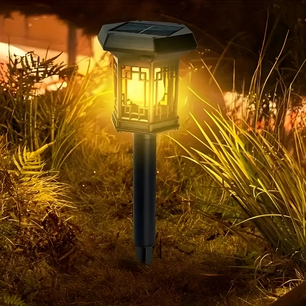 كشاف أرضي لإضاءة الحدائق والممرات يعمل بالطاقة الشمسية قطعتين