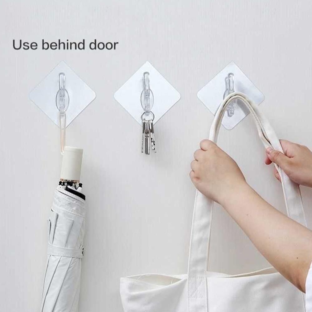 هوك شماعة شفاف لتعليق الملابس والفوط ذاتي اللصق بدون تخريم فردي
