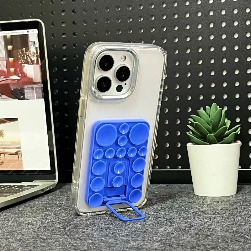 هولدر سيليكون بابلز لتثبيت الموبايل على الزجاج وقت التصوير مع مسند قابل للطي