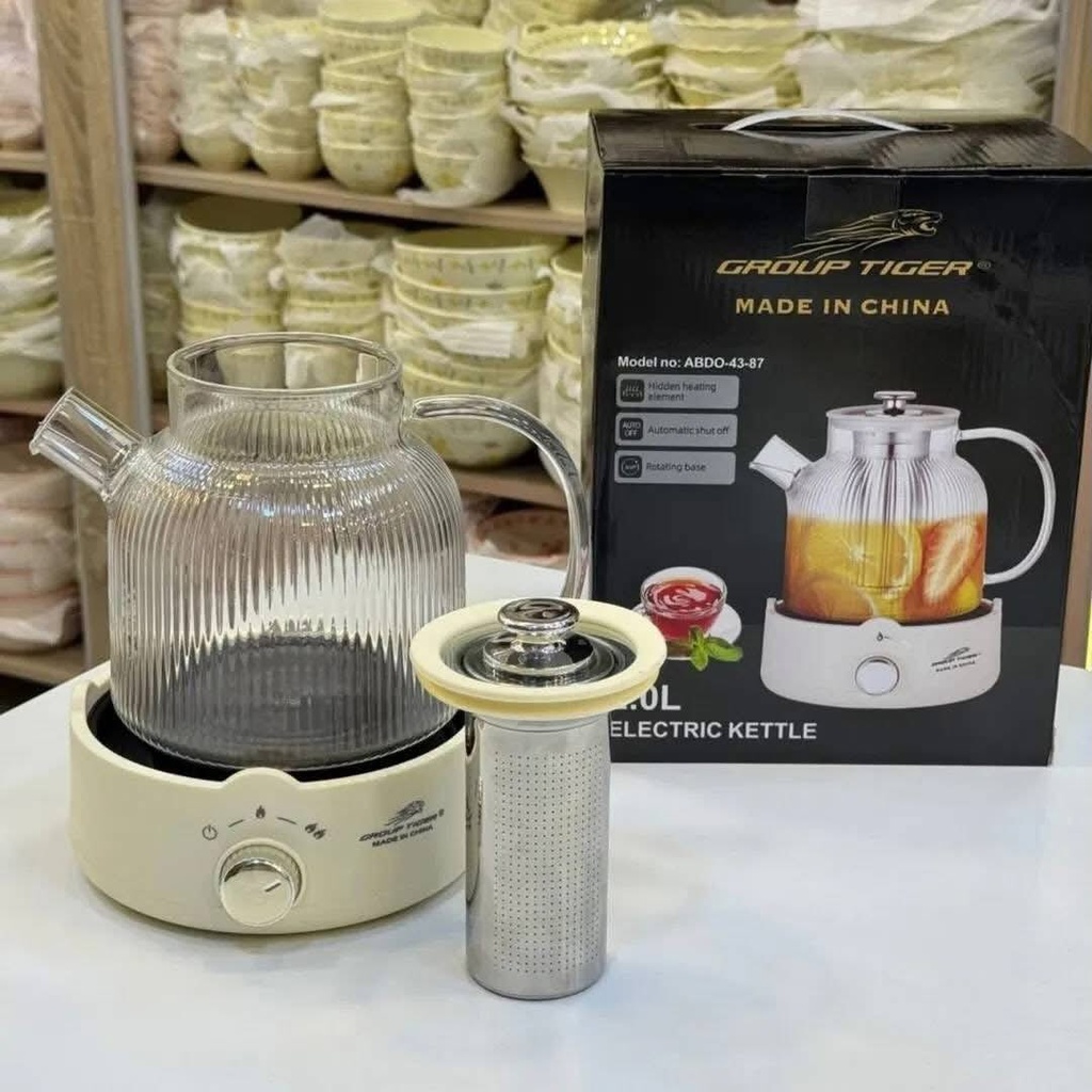 كاتيل بايركس شفاف مع مصفاة داخلية للشاي والاعشاب بسعة 2 لتر