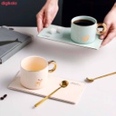 مج سيراميك شيك للشاي والقهوة بيد جولد مع صينية لتقديم المكسرات والشوكلات