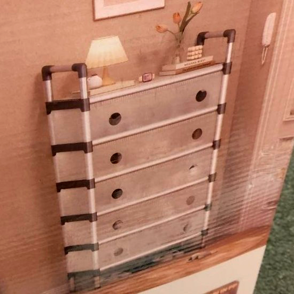 جزامة 5 أدوار بقوائم معدن مع غطاء لحماية الأحذية من الأتربة