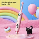 فرشة أسنان كهربائية للأطفال بتصميم كرتوني و 6 رؤوس قابلة للتبديل وخمسة أوضاع للتنظيف