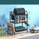 مطبقية استانليس ستيل ٣ رفوف بحوامل وعليقات جانبية للشوك والسكاكين وألواح التقطيع