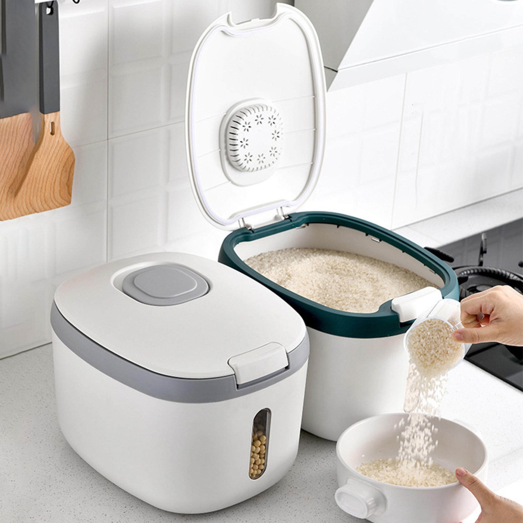 حافظة الرز والحبوب والبقوليات بغطاء محكم الغلق مع معيار 5 لتر