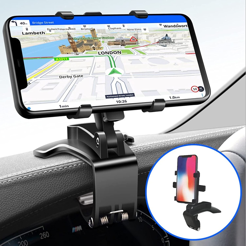 حامل موبايل سيارة يدور 360 درجة مشبك للتثبيت علي التابلوه والمراية والشماسة