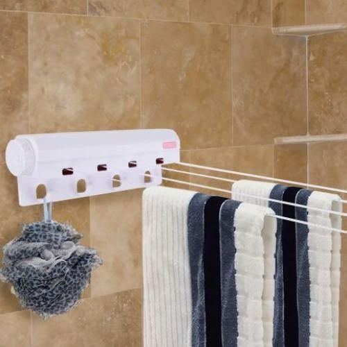 منشر غسيل 4 حبل حائطي 3 متر بهوكات للحمام والبلكونات