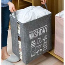 سلة مربعة بغطاء وجوانب شفافة للغسيل وتخزين البطاطين واللحاف