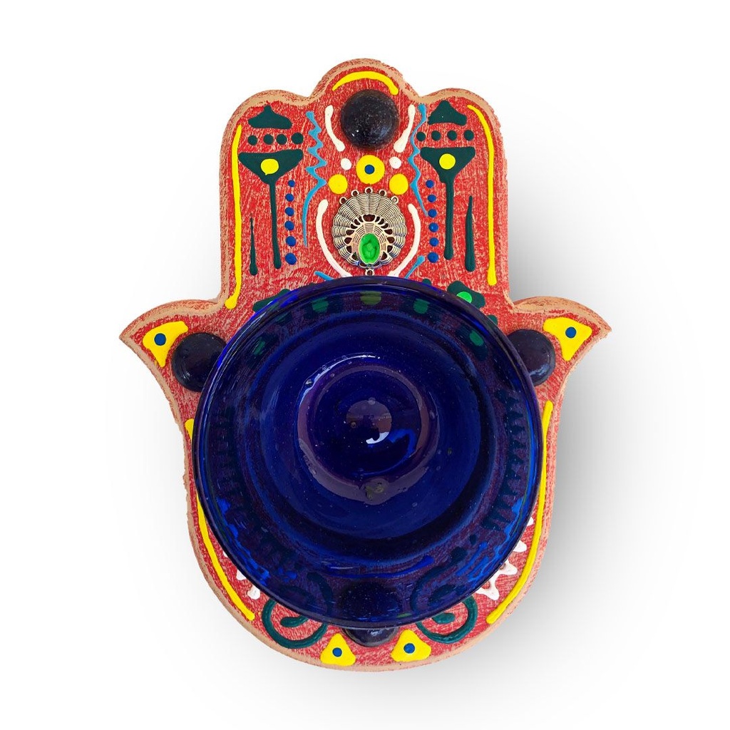 كف هاند ميد خشب مع طبق زجاج لتقديم التمر والمكسرات والحلويات