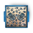 صينية تقديم مربعة خشب بكلمات تراثية ويد لسهولة الحمل