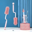 فرشة تنظيف الزجاجات الطويلة وببرونة الاطفال دوارة سيليكون