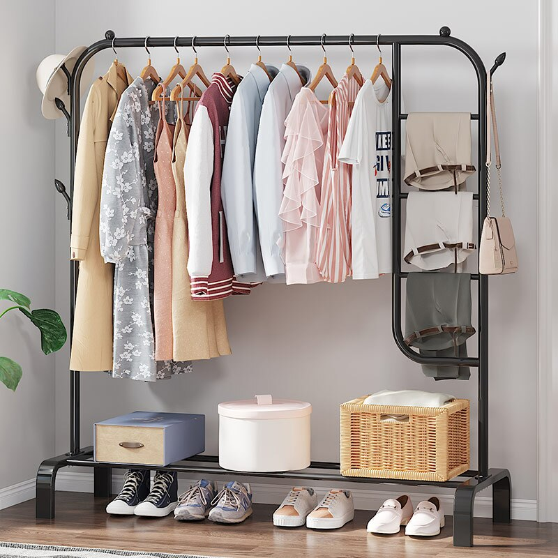 استاند دولاب شماعات وهوكات لتنظيم الملابس مع رف للاحذية والشنط
