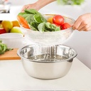 طقم مصفي استانلس 3 قطع بيد لغسل الخضروات والفواكه