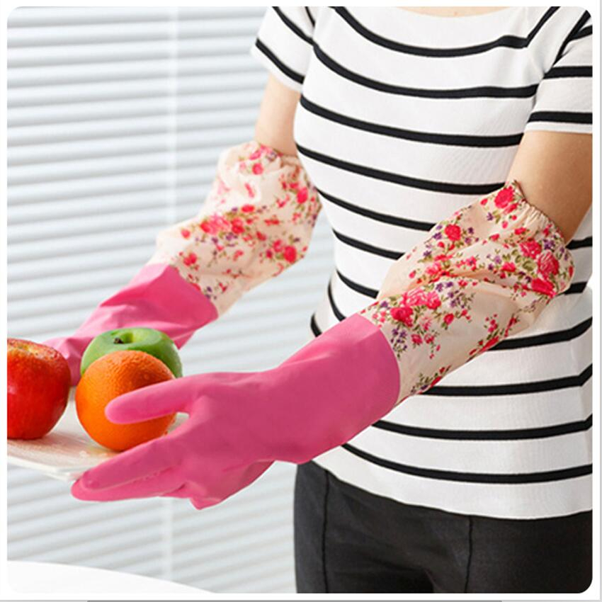 جوانتي تنظيف طويل لكوع اليد سيليكون للمطابخ والحمامات متعدد الاستخدامات