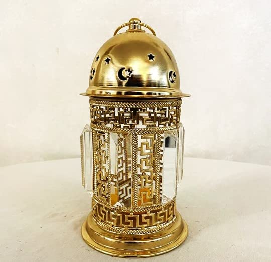فانوس رمضان كريستال مضيء باللون الذهبي