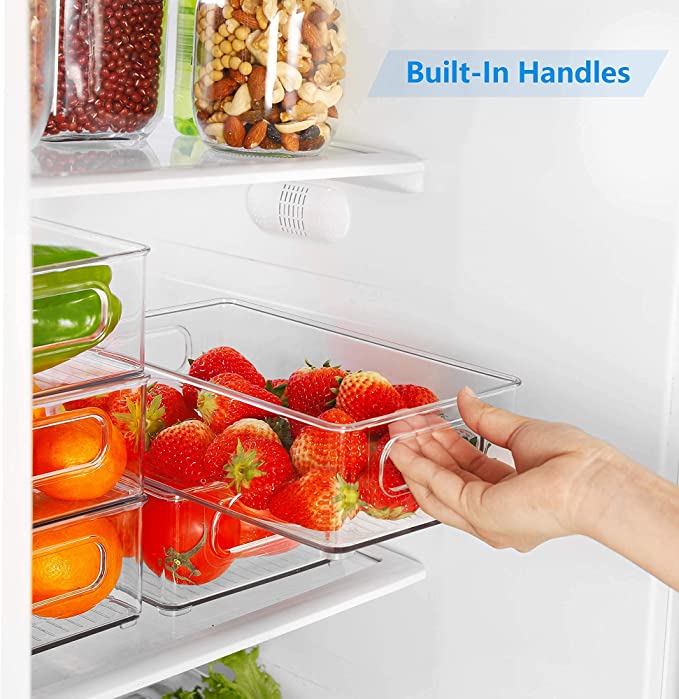 منظم ثلاجة اكليريك للخضروات والفواكه والزجاجات بيد لسهولة الحمل