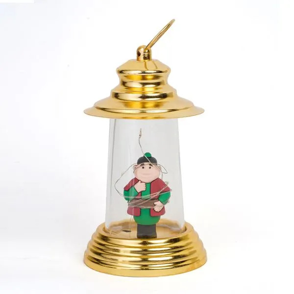 فانوس رمضان فنانيس مضيئ معدن باللون الذهبي