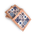 كوستر اكواب سيراميك مربع اشكال مانديلا مختلفة بإطار خشبي