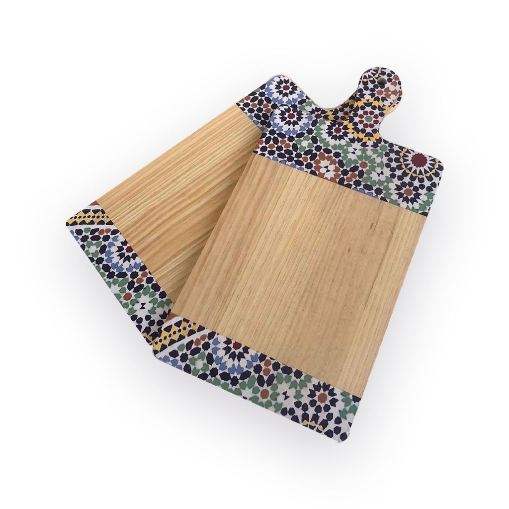 لوح تقطيع للحوم والخضروات والفواكه خشب بيد ونقوش مبهجة