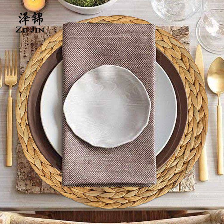 كوستر خوص دائري هاند ميد للسفرة والمطبخ 30 سم