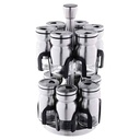 طقم توابل دوار 12 قطعة من الزجاج والاستانليس ستيل