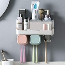 منظم فرش الاسنان والمعجون وادوات الحلاقة ب 3 اكواب للمضمضة وتغطية الفرش