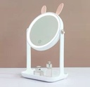 استاند مرايا مضيئة علي شكل ارنب مع رف لتنظيم ادوات الميكب