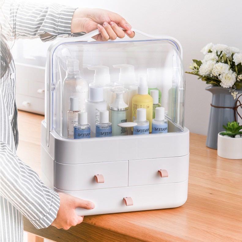منظم 3 درج مع رف علوي للميكب وادوات العناية بالشعر والبشرة والاكسسورات
