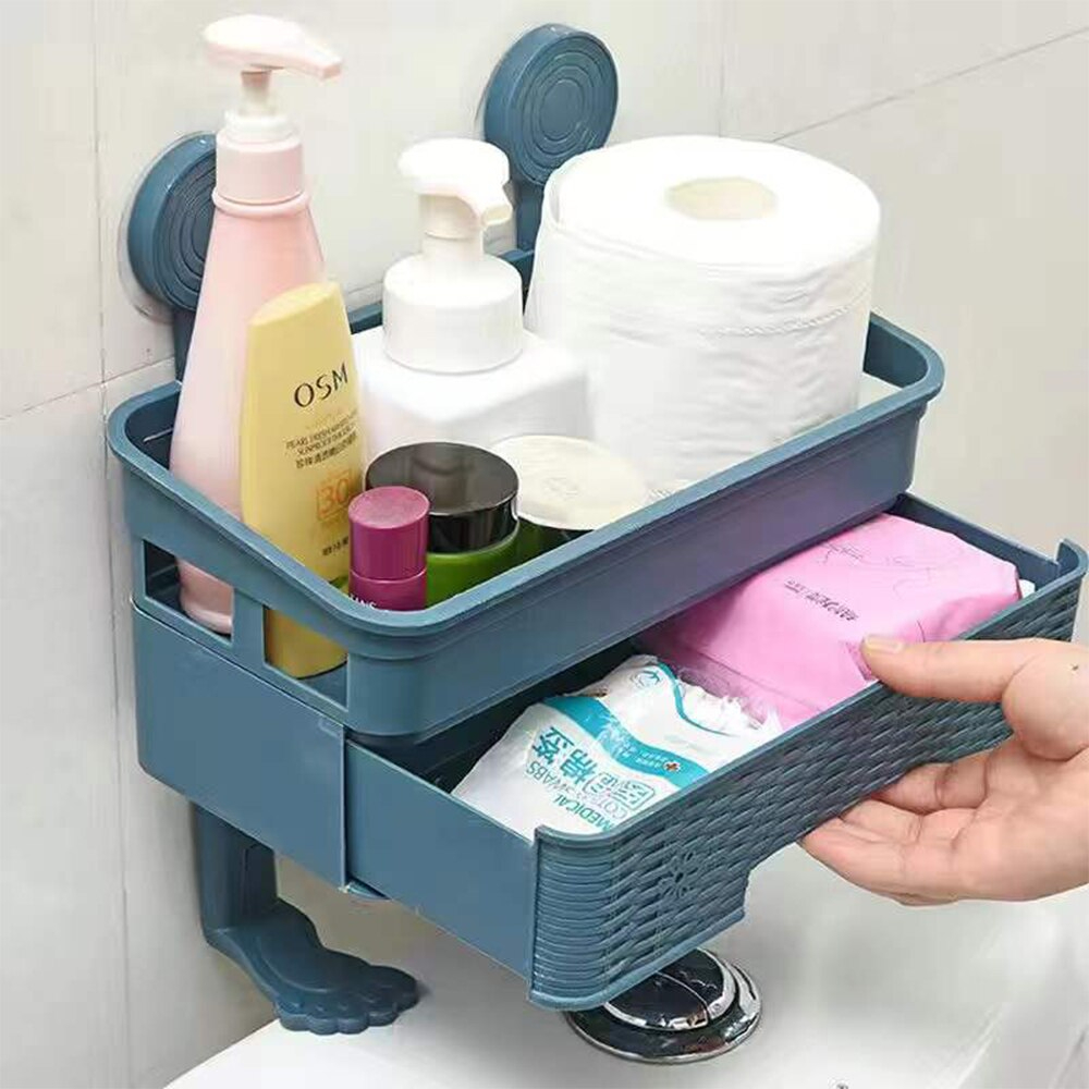 منظم وحامل لادوات الحمام فوق التواليت بدرج داخلي للشاور والصابون