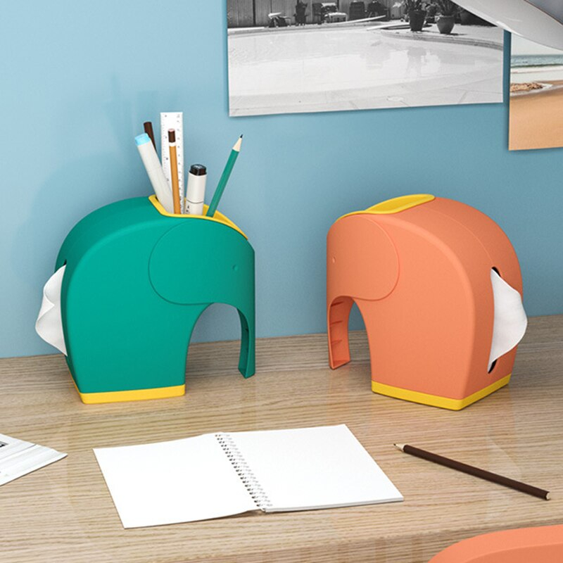 منظم وحامل للمناديل والادوات المكتبية علي شكل فيل