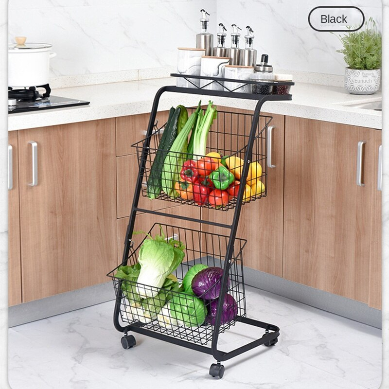 تربو منظم لادوات المطبخ والحمام 2 سلة مع رف بعجلات لسهولة الحركة