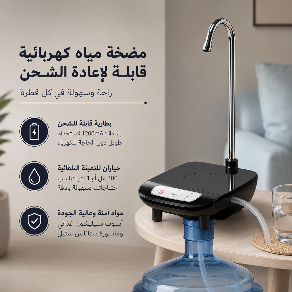 مضخة مياه كهربائية لقارورة المياه بديلة للديسبنسر قابلة لإعادة الشحن